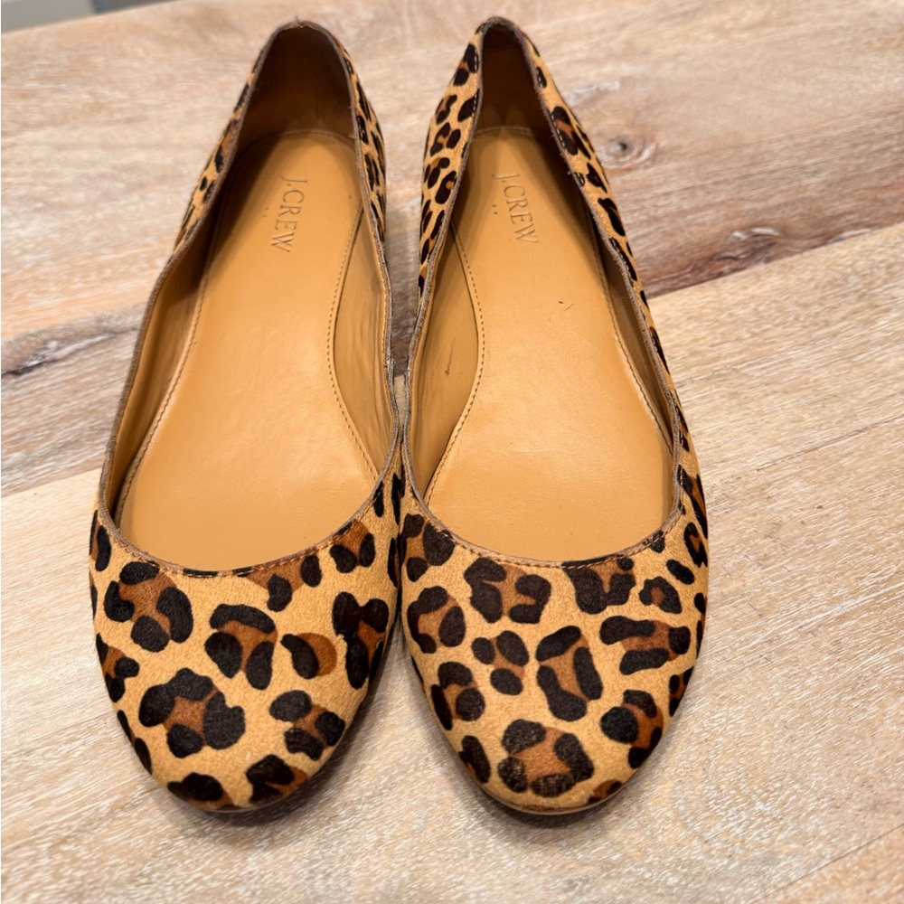J CREW Calf Hair Leopard Flats size 7.5